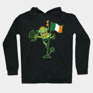 Saint Patrick's Day Leprechaun climbing an Irish flag pole and singing Hoodie